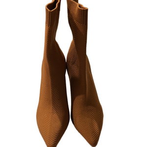 Cuccoo knit Ankle Boots pull on with lucite heel size 6 in rust